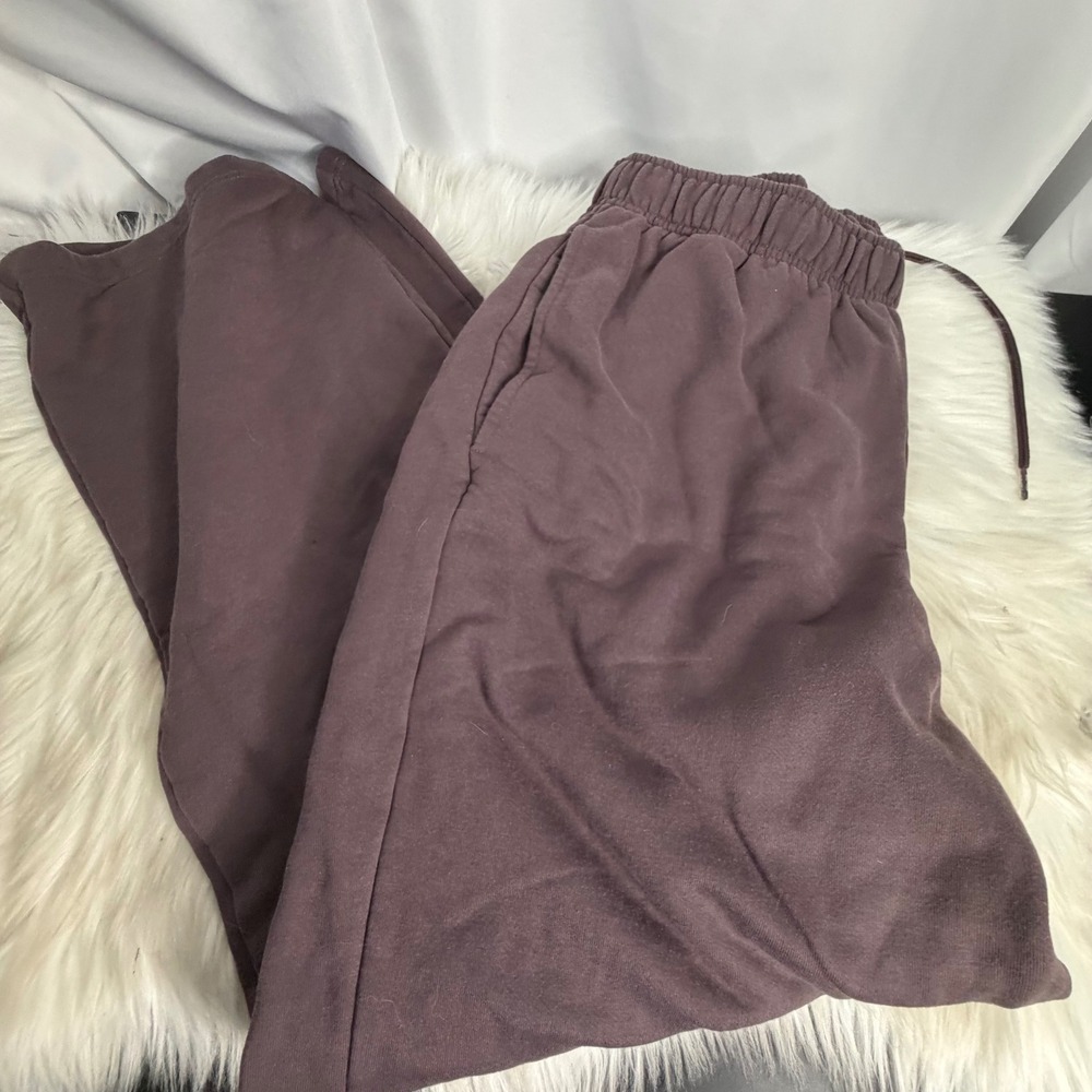 Alo Yoga Accolade Sweatpants Brown Mauve Fleece Straight Leg Joggers Womens